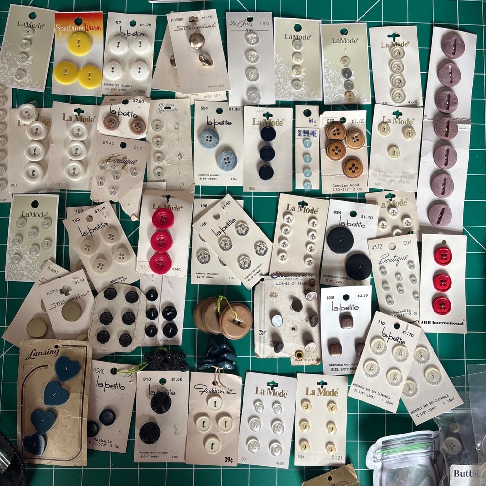Vintage Button Lot La Mode La Petite Streamline Mixed Media Sewing Notions Bulk